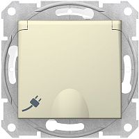 Розетка с заземлением без рамки Schneider Electric Sedna 1-м. крышка шторки IP44 бежевый картинка